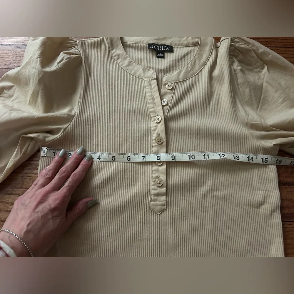 J. Crew rib puff-sleeve Henley shirt